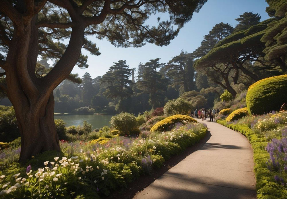 Lush greenery surrounds a winding path through Golden Gate Park, with vibrant flowers and towering trees. A peaceful lake reflects 
<p>Golden Gate Park is a must-see for any group visiting San Francisco. Spanning over 1,000 acres, this park offers a mix of natural beauty and cultural attractions.